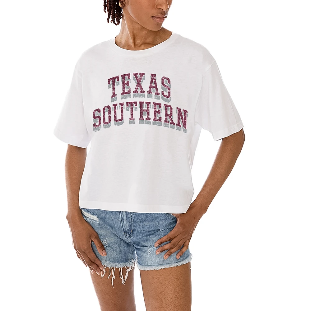 Women's Gameday Couture White Texas Southern Tigers Claim To Fame Boxy Cropped T-Shirt