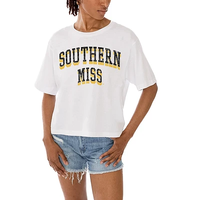Women's Gameday Couture White Southern Miss Golden Eagles Claim To Fame Boxy Cropped T-Shirt