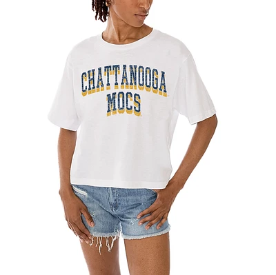 Women's Gameday Couture White Tennessee Chattanooga Mocs Claim To Fame Boxy Cropped T-Shirt