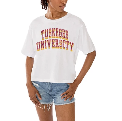 Women's Gameday Couture White Tuskegee Golden Tigers Claim To Fame Boxy Cropped T-Shirt