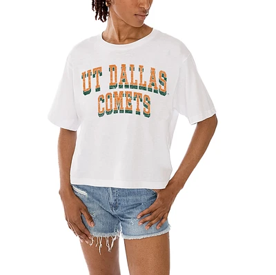 Women's Gameday Couture White UT Dallas Claim To Fame Boxy Cropped T-Shirt