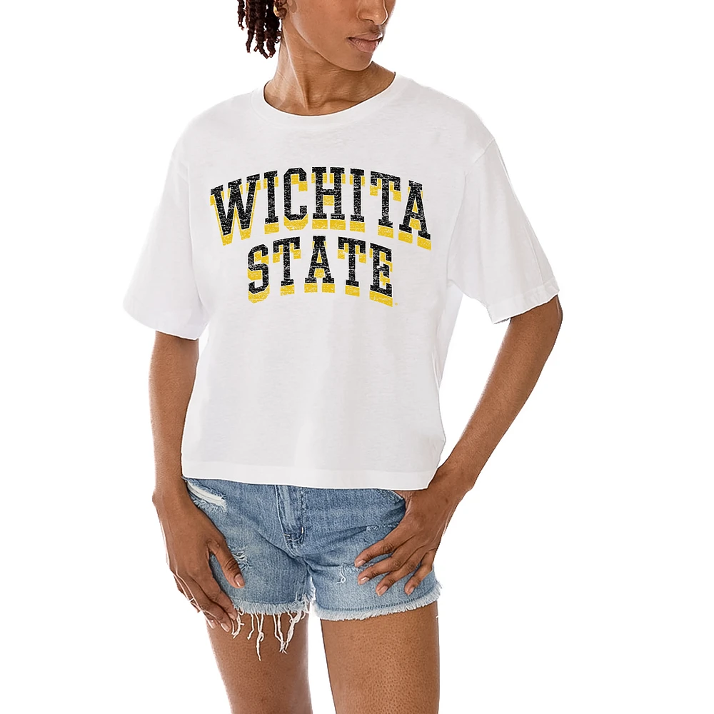 Women's Gameday Couture White Wichita State Shockers Claim To Fame Boxy Cropped T-Shirt
