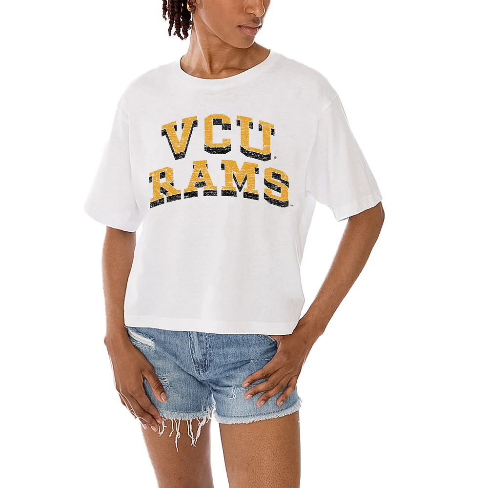 Women's Gameday Couture White VCU Rams Claim To Fame Boxy Cropped T-Shirt