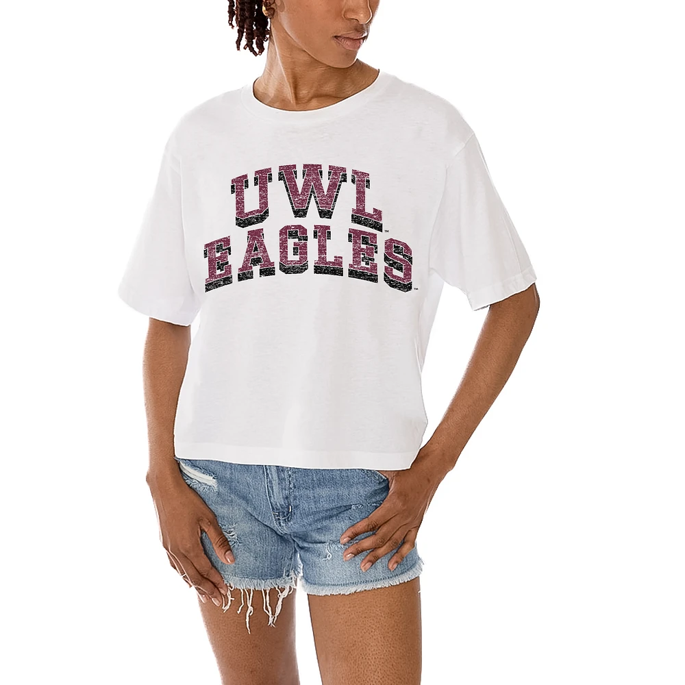 Women's Gameday Couture White Wisconsin-La Crosse Eagles Claim To Fame Boxy Cropped T-Shirt