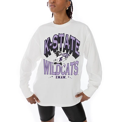 Women's Gameday Couture White Kansas State Wildcats Midweight Oversized Long Sleeve T-Shirt