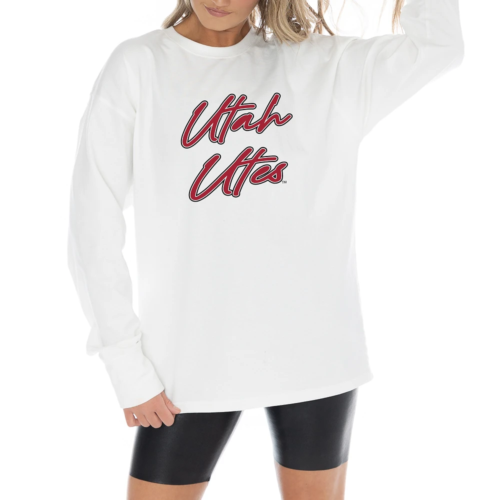 Women's Gameday Couture White Utah Utes Midweight Oversized Long Sleeve T-Shirt