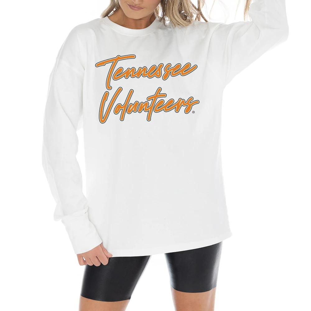 Women's Gameday Couture White Tennessee Volunteers Midweight Oversized Long Sleeve T-Shirt