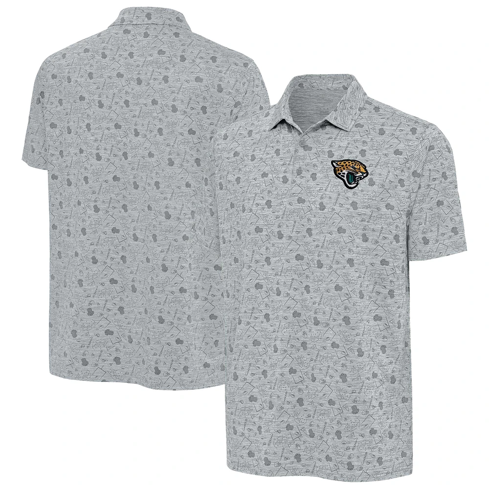 Men's Antigua Heather Gray Jacksonville Jaguars Relentless Polo