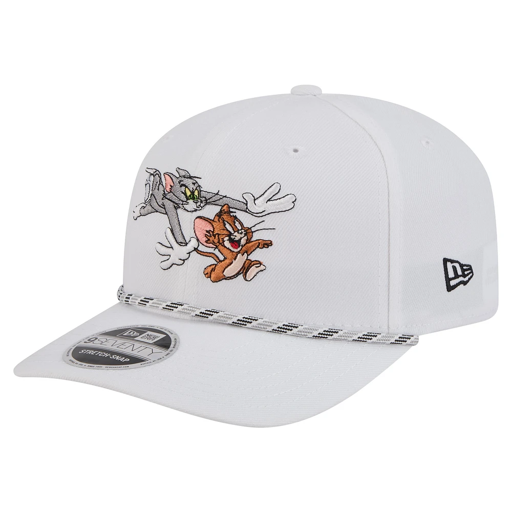 Men's New Era White Tom and Jerry Rope 9SEVENTY Stretch-Snap Adjustable Hat
