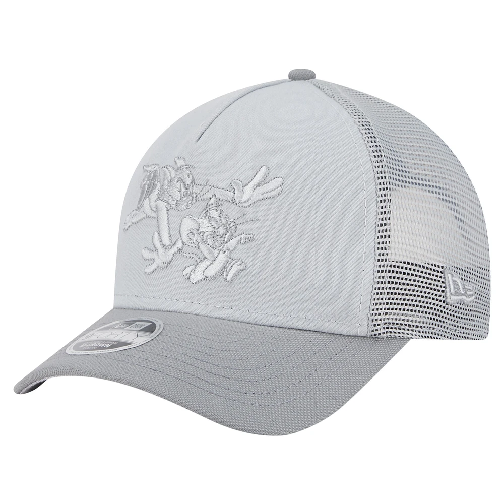 Youth New Era Gray Tom and Jerry Tonal 9FORTY Adjustable Trucker Hat