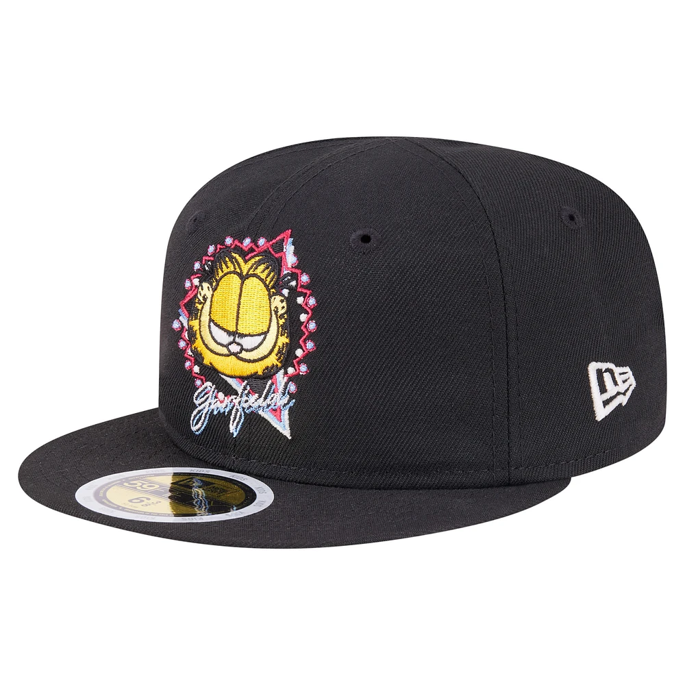 Youth New Era Black Garfield Neon 59FIFTY Fitted Hat
