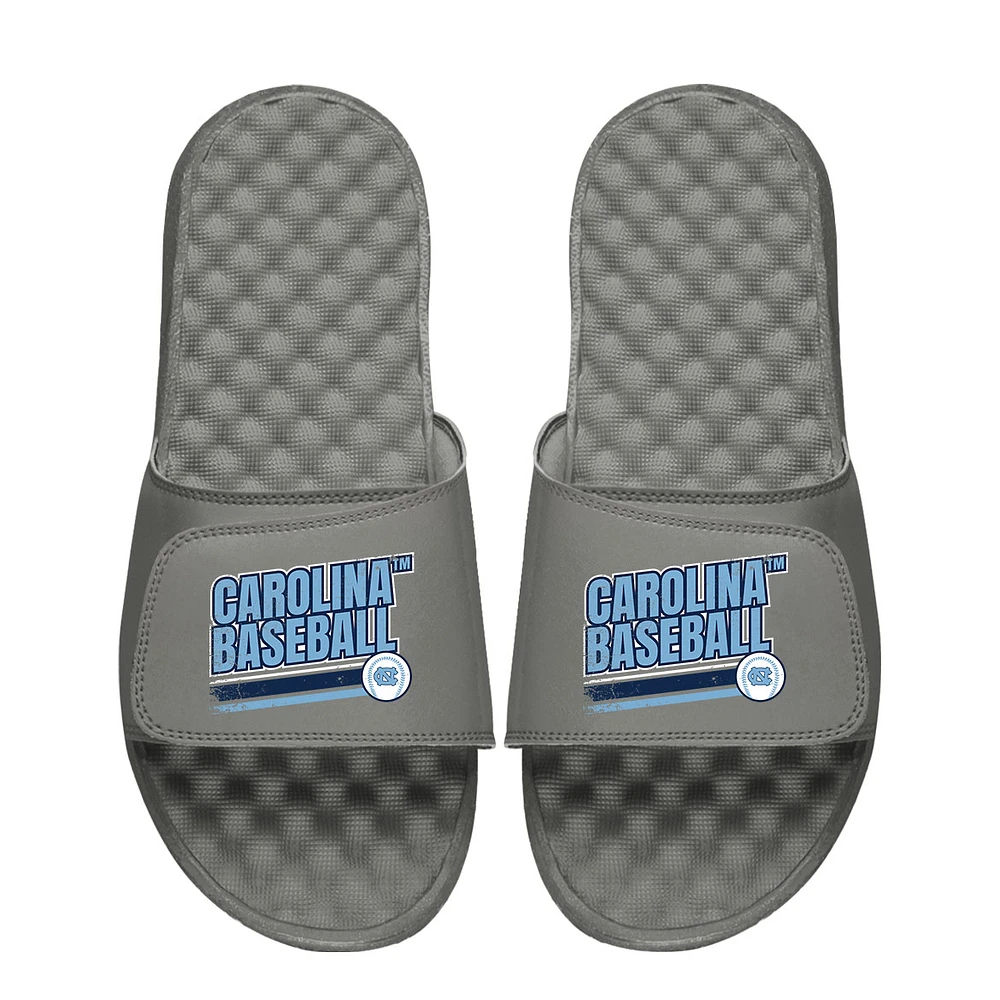 Youth ISlide Gray North Carolina Tar Heels Baseball Wordmark Slide Sandals
