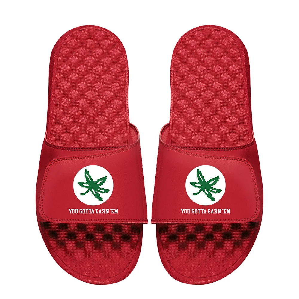 Youth ISlide Scarlet Ohio State Buckeyes Buckeye Leaf Slide Sandals