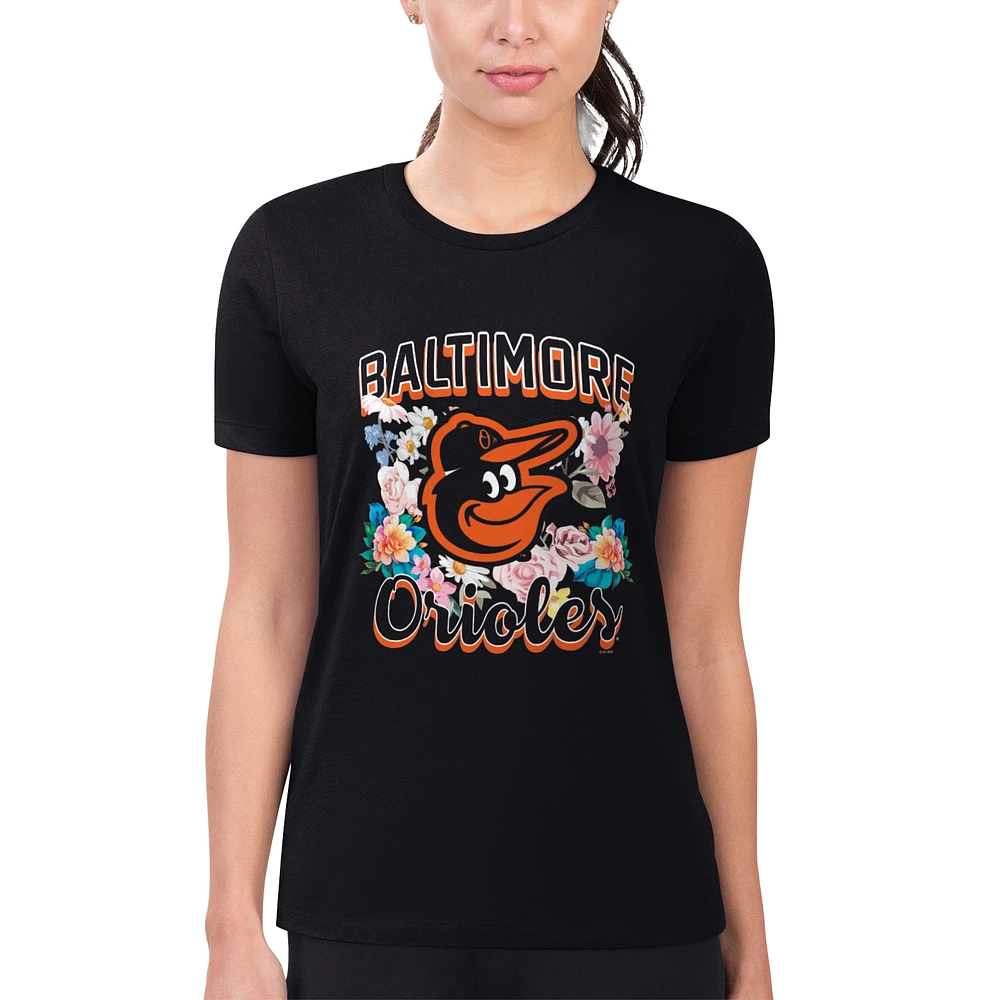 Women's G-III 4Her by Carl Banks Baltimore Orioles Super-Slim Fit Lightweight Flowers Graphic T-Shirt