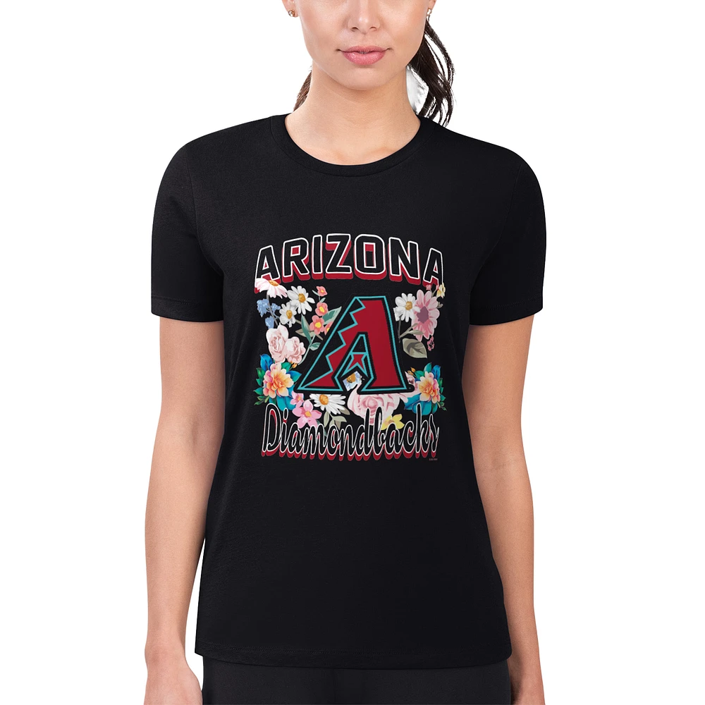 Women's G-III 4Her by Carl Banks Arizona Diamondbacks Super-Slim Fit Lightweight Flowers Graphic T-Shirt