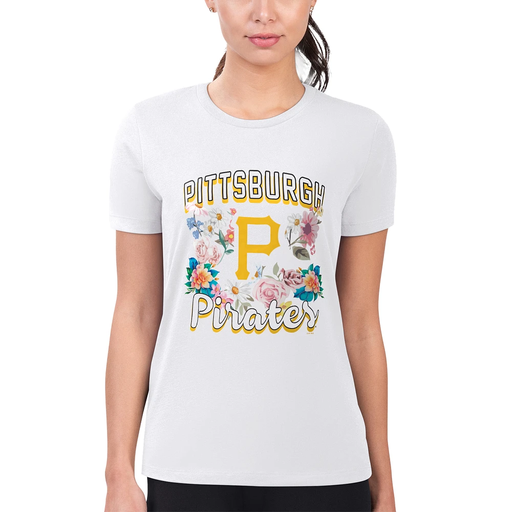 Women's G-III 4Her by Carl Banks Pittsburgh Pirates Super-Slim Fit Lightweight Flowers Graphic T-Shirt
