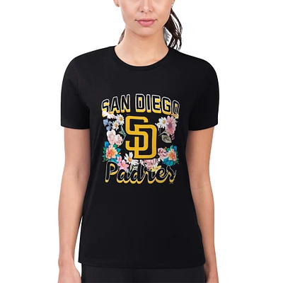 Women's G-III 4Her by Carl Banks San Diego Padres Super-Slim Fit Lightweight Flowers Graphic T-Shirt