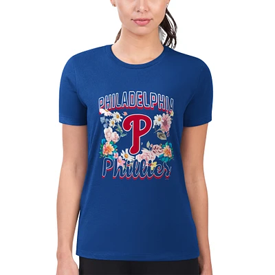 Women's G-III 4Her by Carl Banks Royal Philadelphia Phillies Super-Slim Fit Lightweight Flowers Graphic T-Shirt