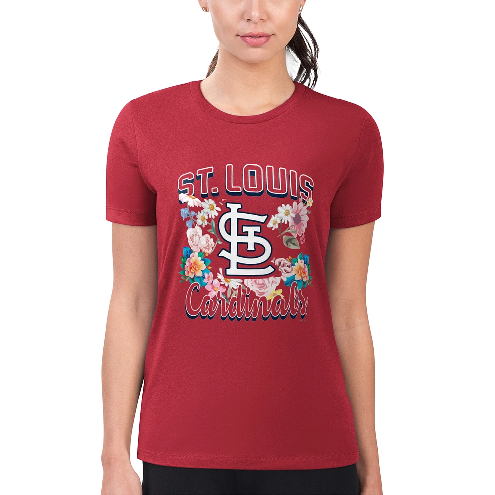 Women's G-III 4Her by Carl Banks St. Louis Cardinals Super-Slim Fit Lightweight Flowers Graphic T-Shirt