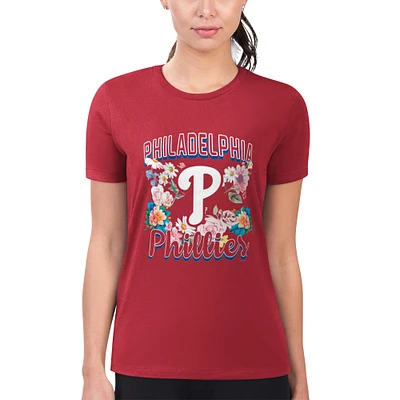 Women's G-III 4Her by Carl Banks Philadelphia Phillies Super-Slim Fit Lightweight Flowers Graphic T-Shirt