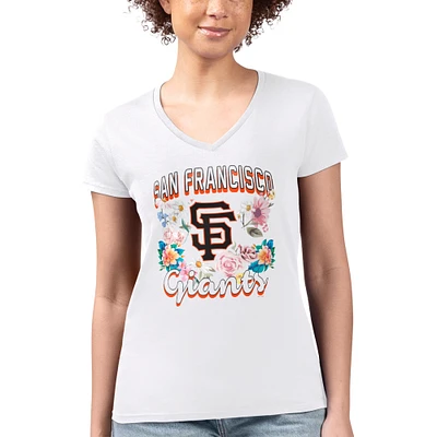 Women's G-III 4Her by Carl Banks San Francisco Giants Super-Slim Fit Lightweight Flowers Graphic V-Neck T-Shirt