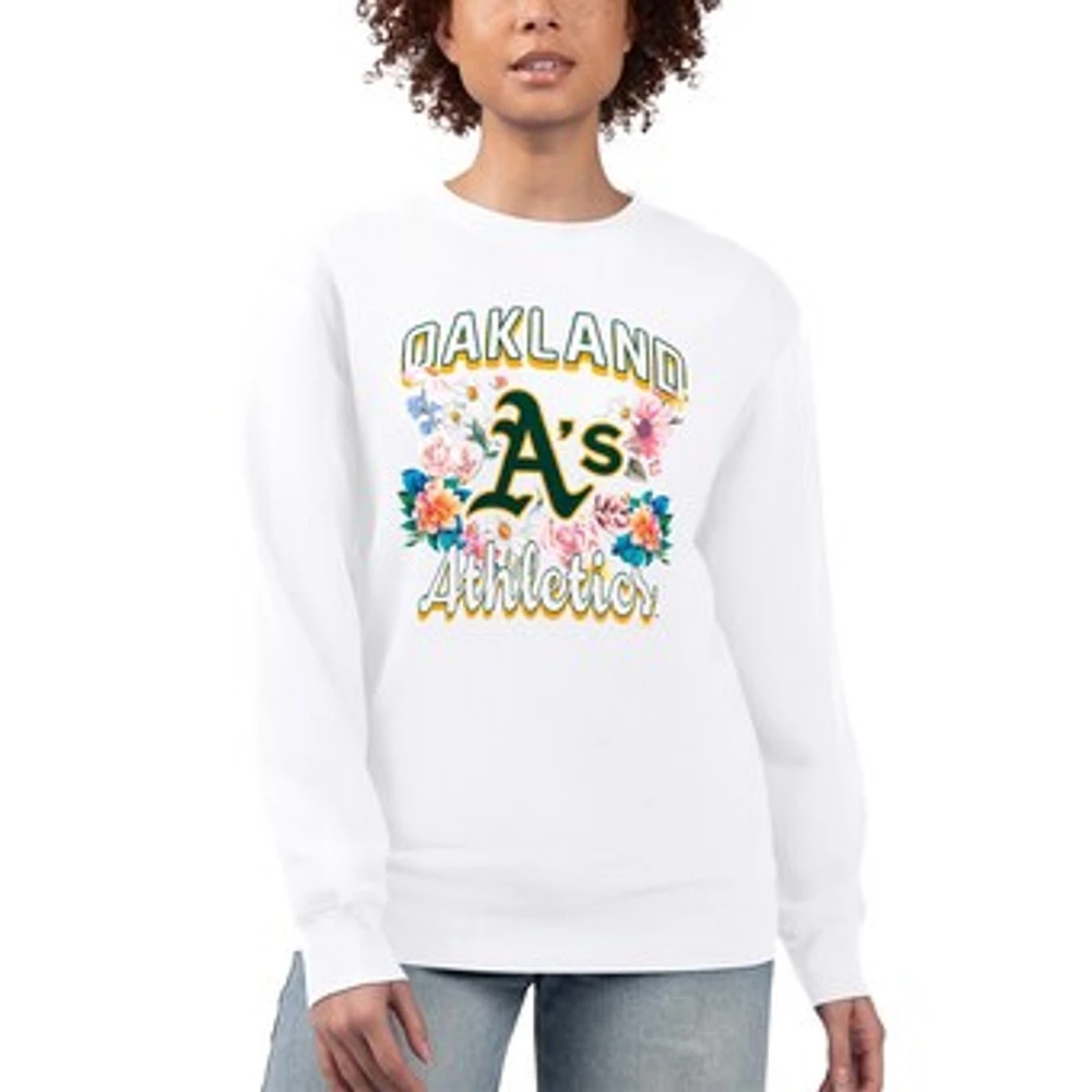 Women's G-III 4Her by Carl Banks White Athletics Flowers Graphic Pullover Sweatshirt