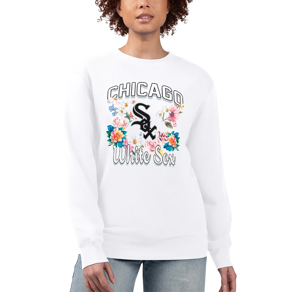 Women's G-III 4Her by Carl Banks White Chicago White Sox Flowers Graphic Pullover Sweatshirt