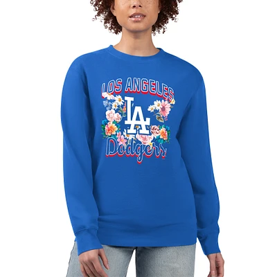 Women's G-III 4Her by Carl Banks Royal Los Angeles Dodgers Flowers Graphic Pullover Sweatshirt