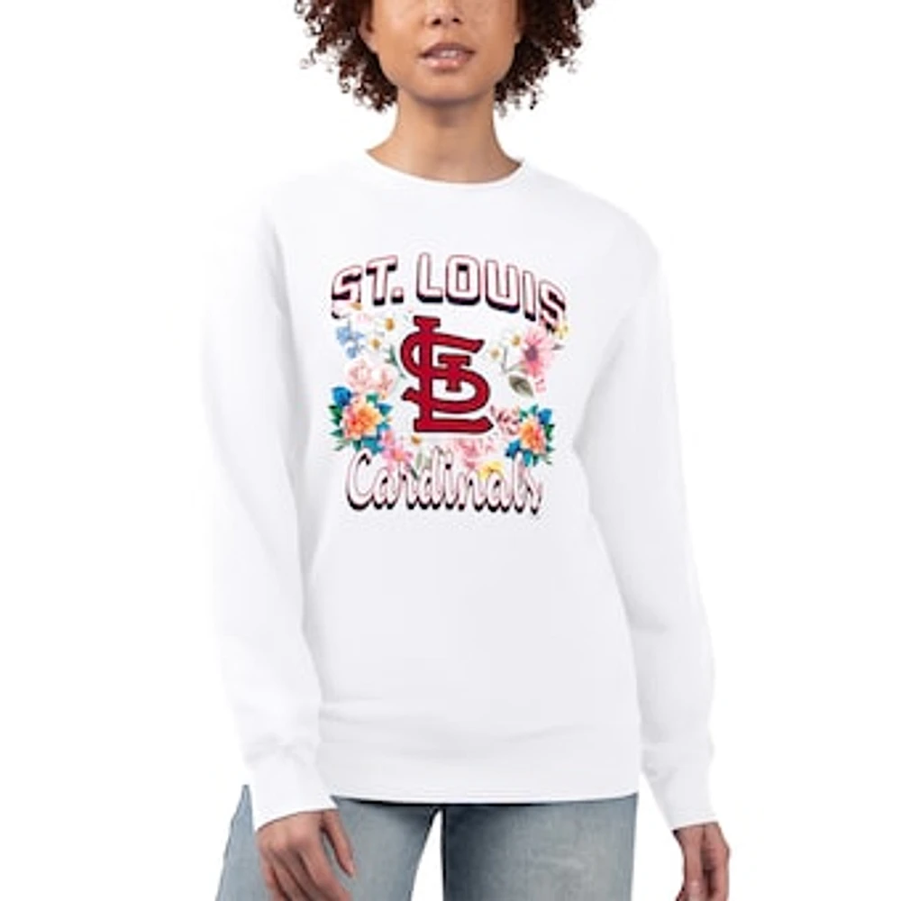 Women's G-III 4Her by Carl Banks White St. Louis Cardinals Flowers Graphic Pullover Sweatshirt