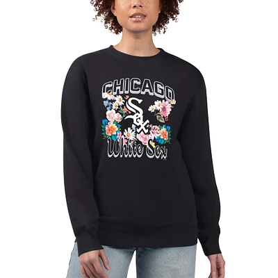 Women's G-III 4Her by Carl Banks Black Chicago White Sox Flowers Graphic Pullover Sweatshirt