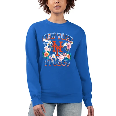 Women's G-III 4Her by Carl Banks Royal New York Mets Flowers Graphic Pullover Sweatshirt