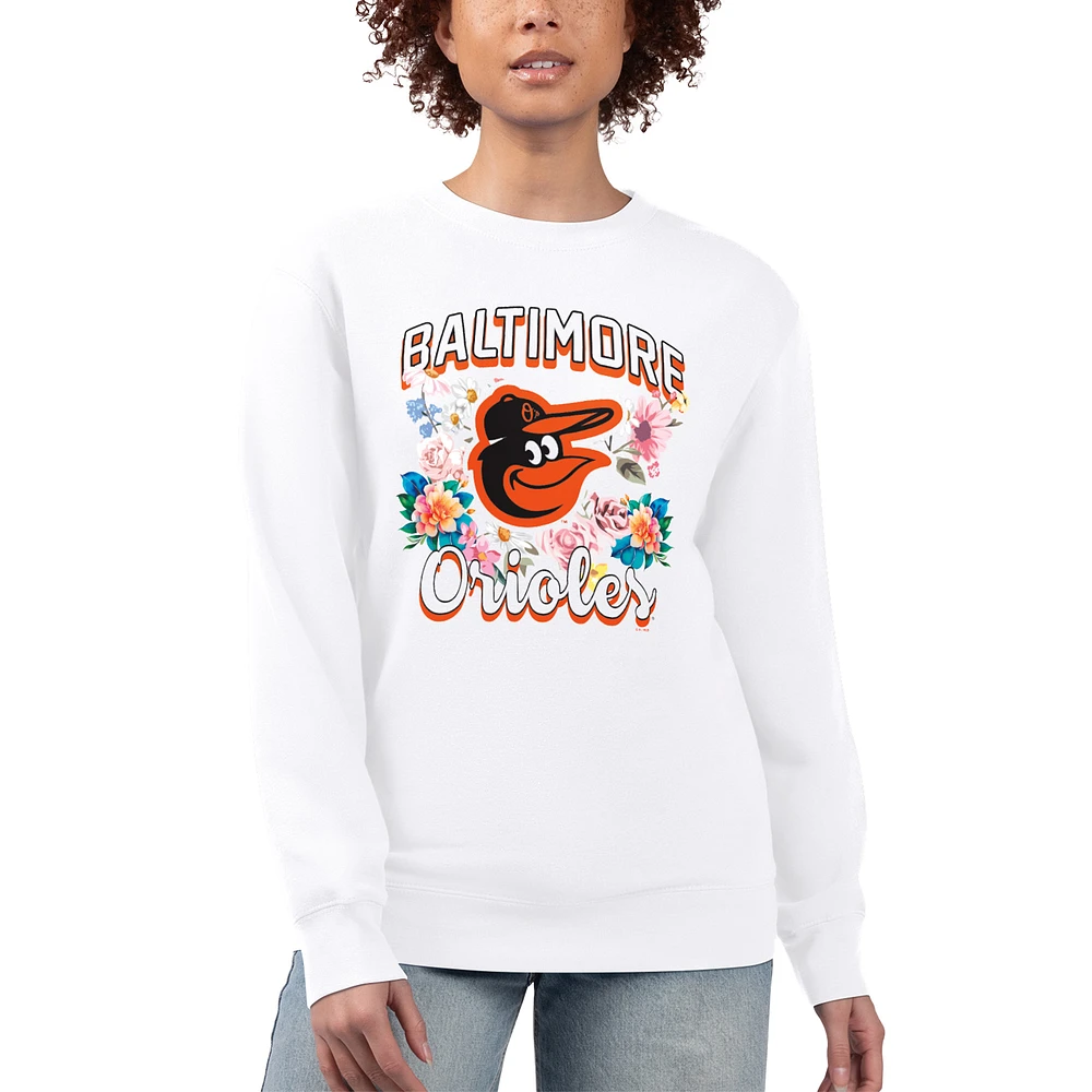 Women's G-III 4Her by Carl Banks Baltimore Orioles Flowers Graphic Pullover Sweatshirt