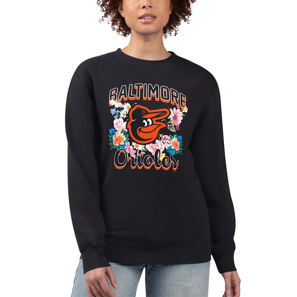 Women's G-III 4Her by Carl Banks Baltimore Orioles Flowers Graphic Pullover Sweatshirt