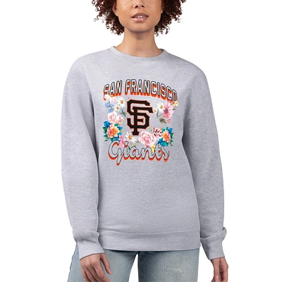 Women's G-III 4Her by Carl Banks Heather Gray San Francisco Giants Flowers Graphic Pullover Sweatshirt