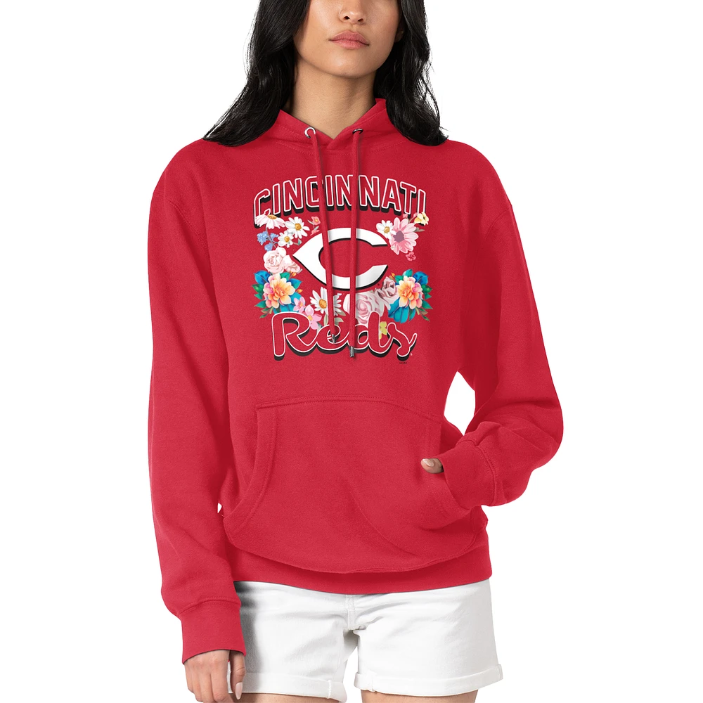 Women's G-III 4Her by Carl Banks Cincinnati Reds Flowers Graphic Pullover Hoodie