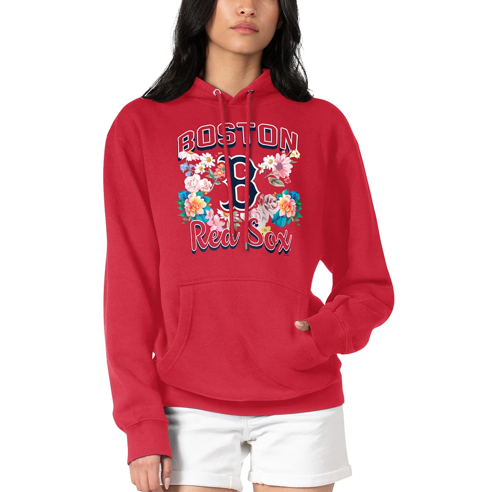 Women's G-III 4Her by Carl Banks Red Boston Sox Flowers Graphic Pullover Hoodie