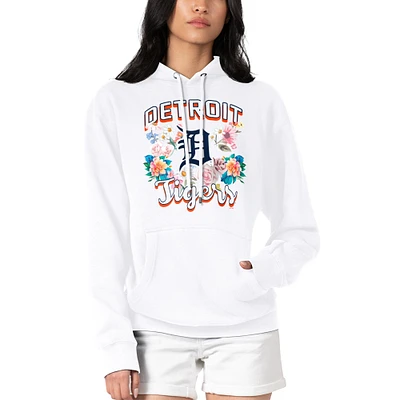 Women's G-III 4Her by Carl Banks White Detroit Tigers Flowers Graphic Pullover Hoodie