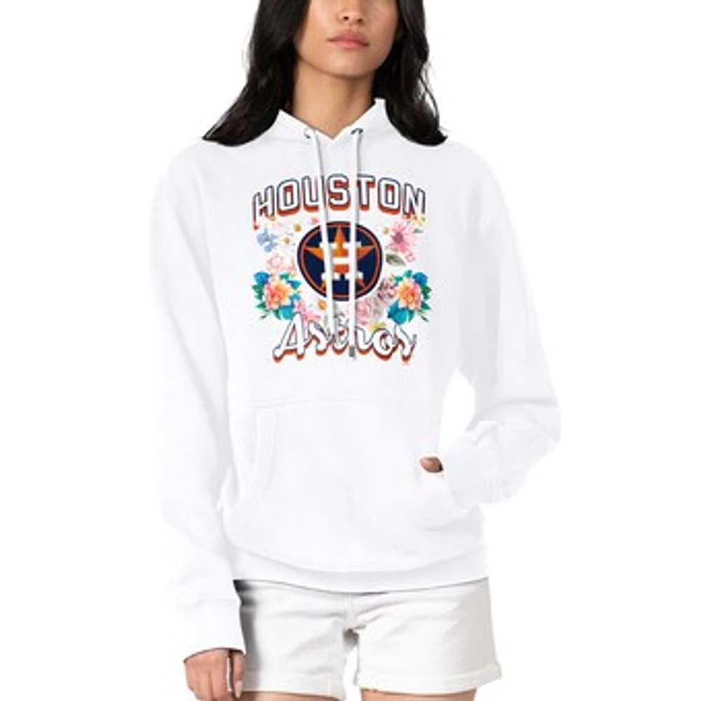 Women's G-III 4Her by Carl Banks White Houston Astros Flowers Graphic Pullover Hoodie
