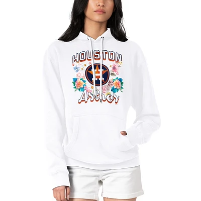 Women's G-III 4Her by Carl Banks White Houston Astros Flowers Graphic Pullover Hoodie