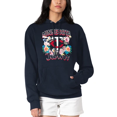 Women's G-III 4Her by Carl Banks Navy Minnesota Twins Flowers Graphic Pullover Hoodie