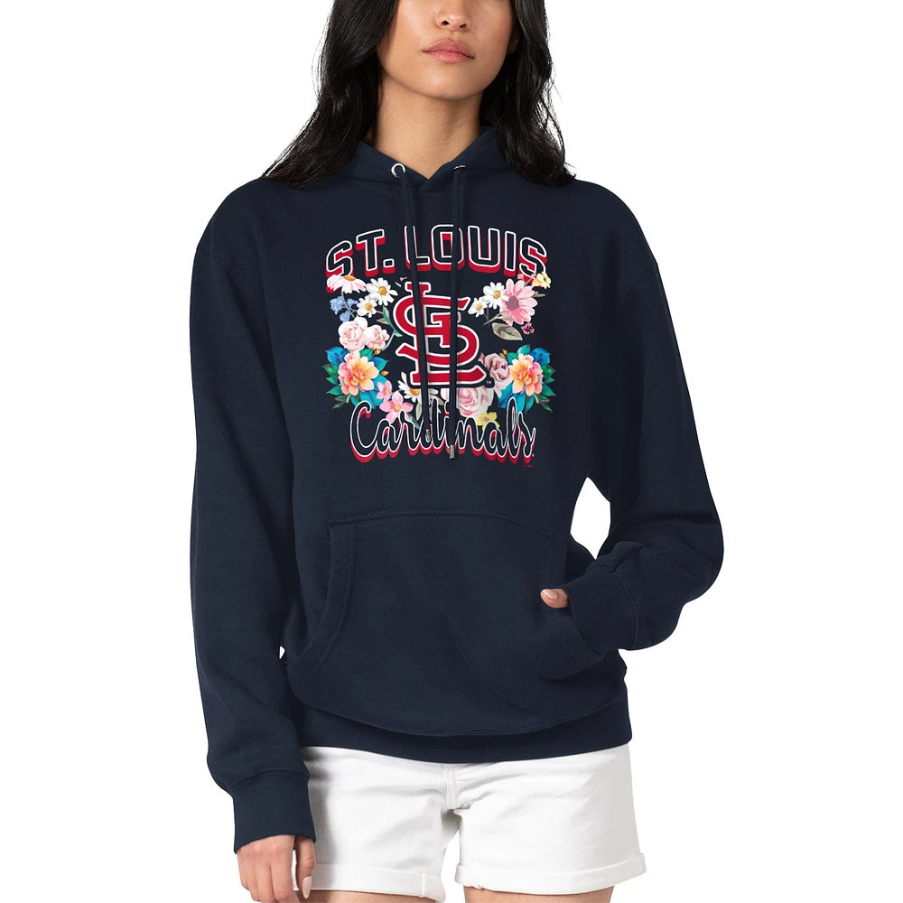 Women's G-III 4Her by Carl Banks Navy St. Louis Cardinals Flowers Graphic Pullover Hoodie