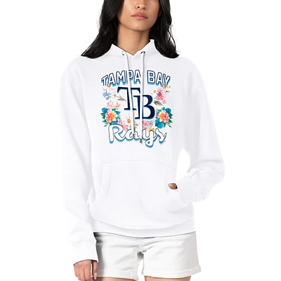 Women's G-III 4Her by Carl Banks White Tampa Bay Rays Flowers Graphic Pullover Hoodie