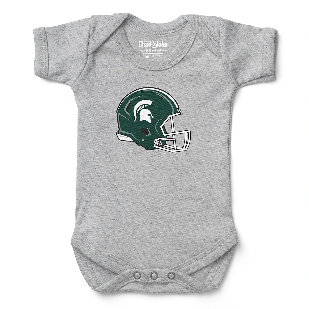 Infant Chad & Jake Heather Gray Michigan State Spartans Helmet Bodysuit