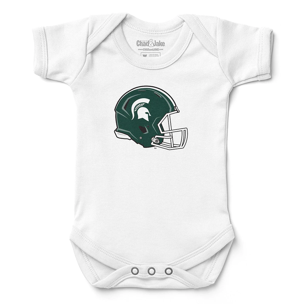 Infant Chad & Jake White Michigan State Spartans Helmet Bodysuit