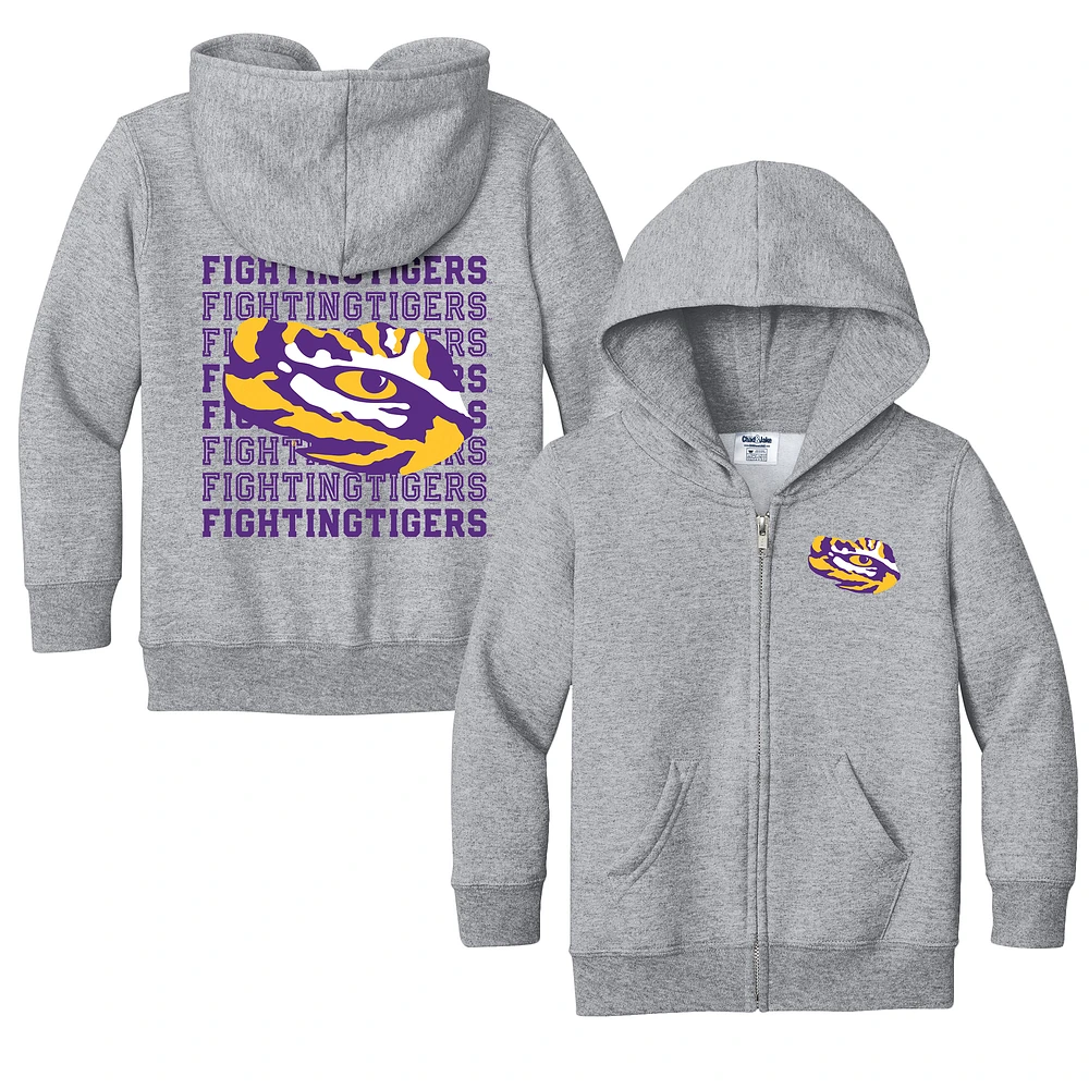 Toddler Chad & Jake Heather Gray LSU Tigers Retro Full-Zip Hoodie