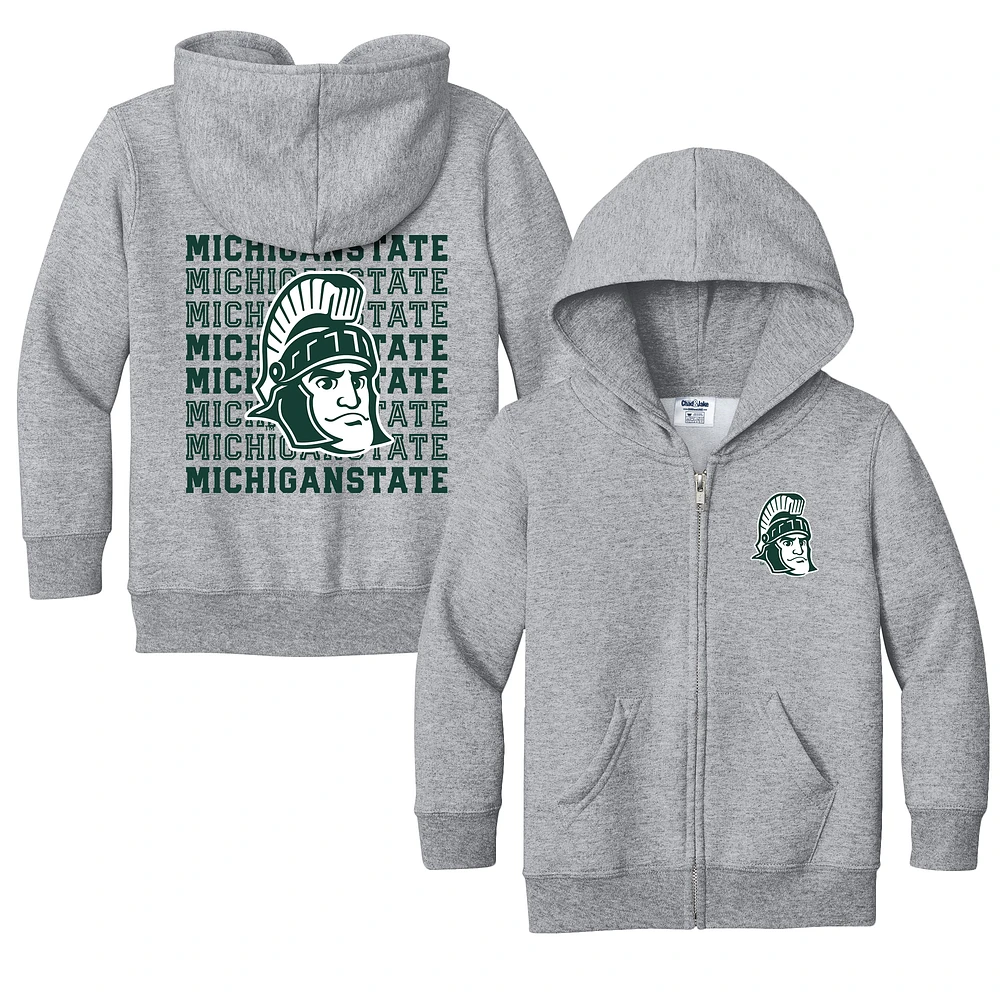 Toddler Chad & Jake Heather Gray Michigan State Spartans Retro Full-Zip Hoodie