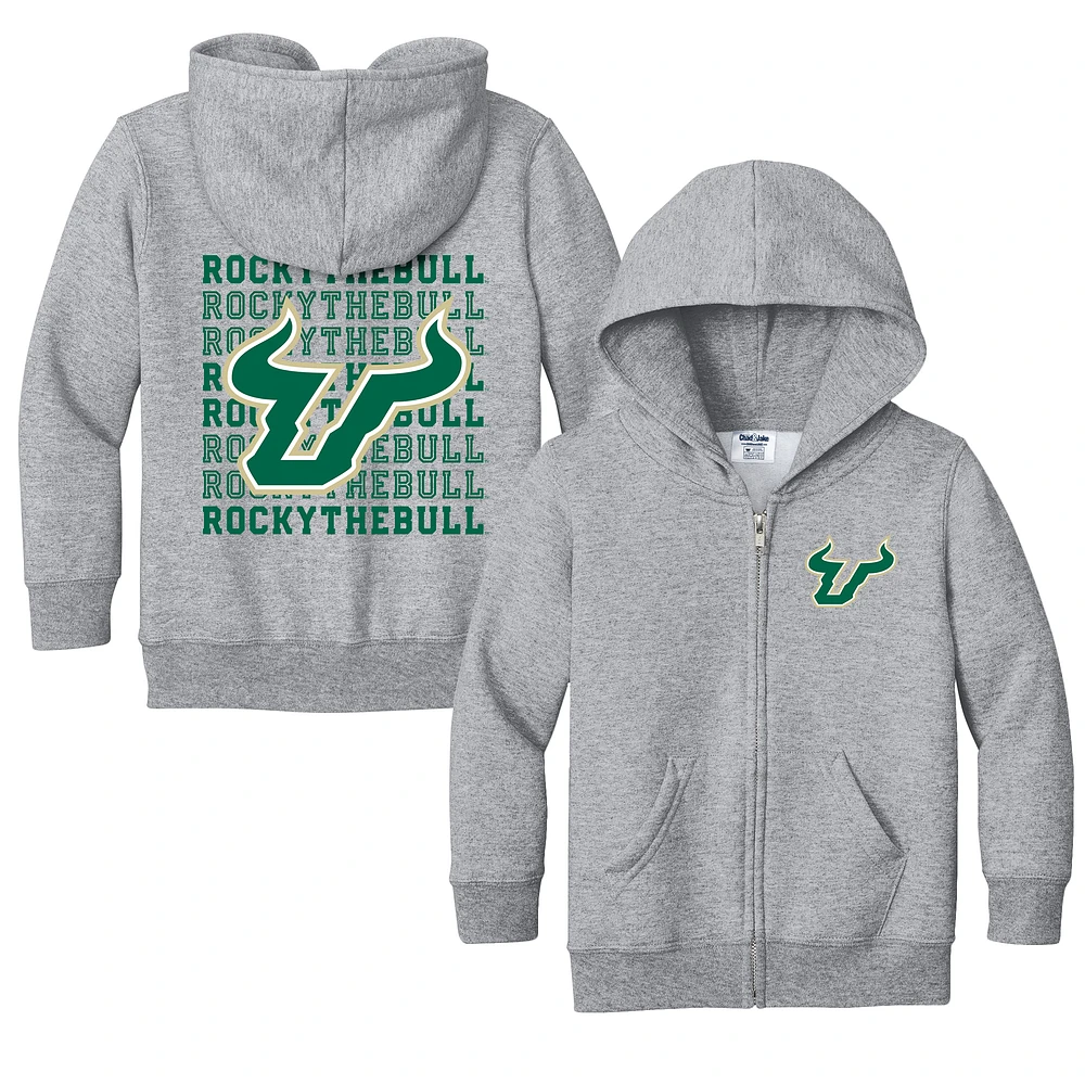 Toddler Chad & Jake Heather Gray South Florida Bulls Retro Full-Zip Hoodie