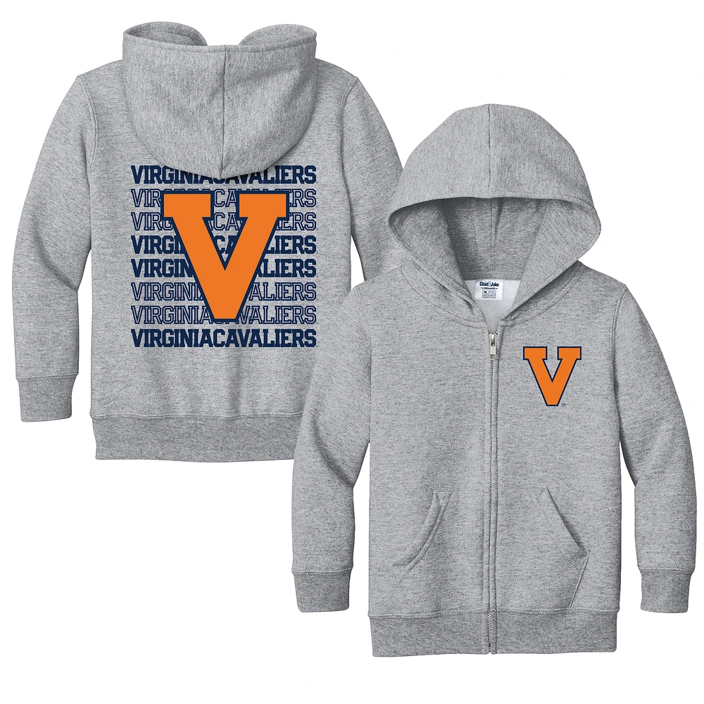 Toddler Chad & Jake Heather Gray Virginia Cavaliers Retro Full-Zip Hoodie