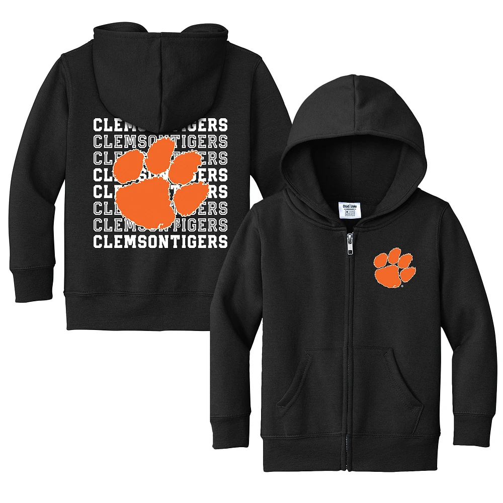 Toddler Chad & Jake Black Clemson Tigers Retro Full-Zip Hoodie