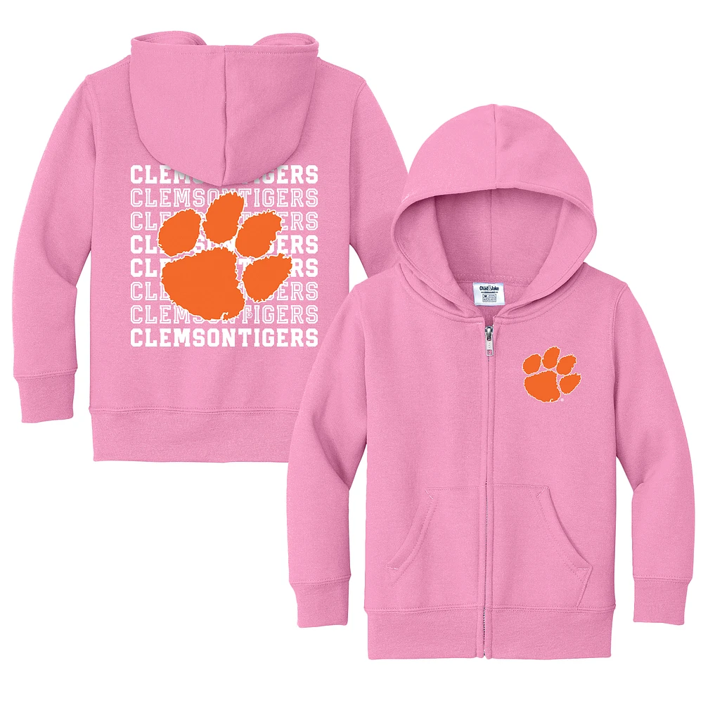 Toddler Chad & Jake Pink Clemson Tigers Retro Full-Zip Hoodie